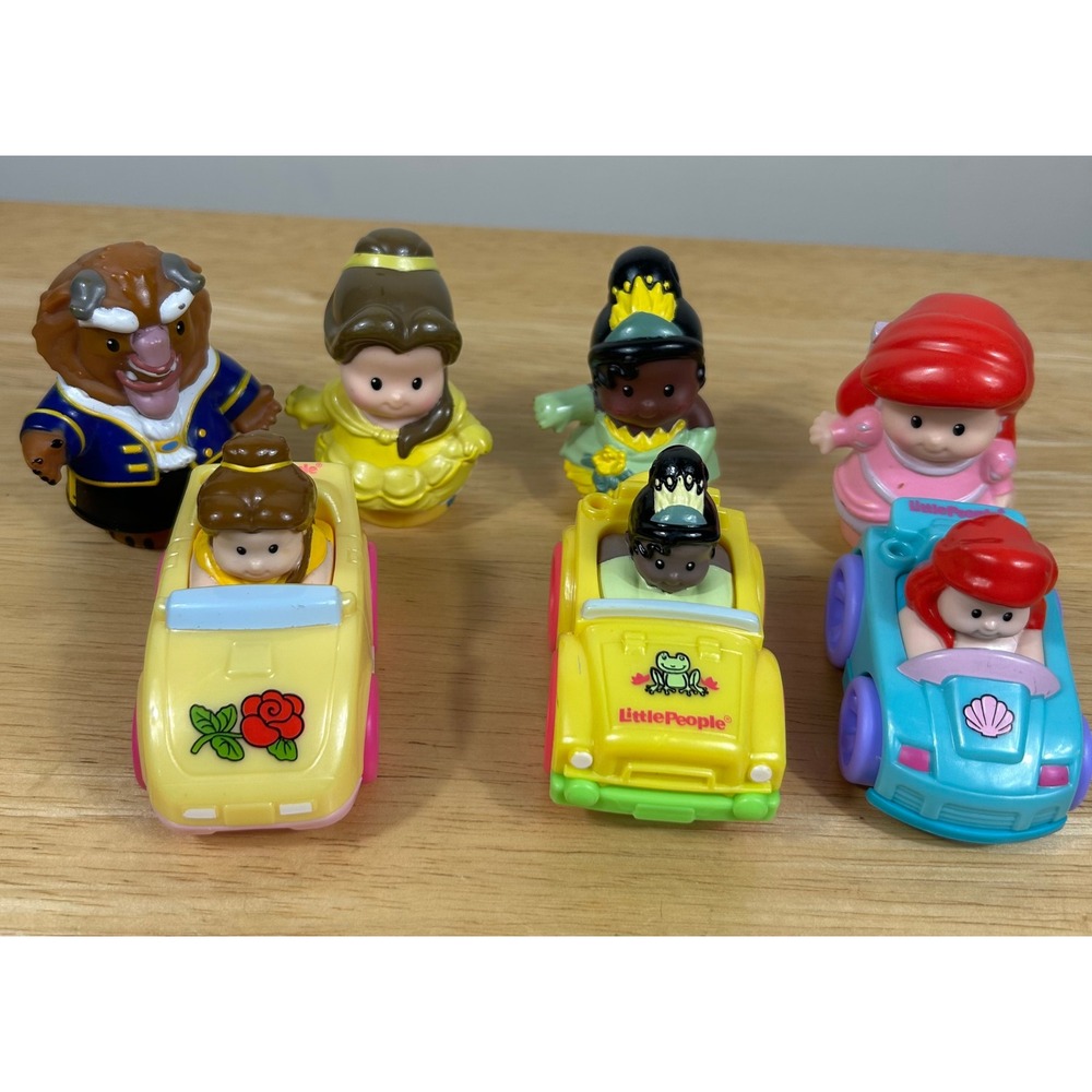 Little People Disney Princess Figures & Wheelies Set Belle Beast Ariel Tiana